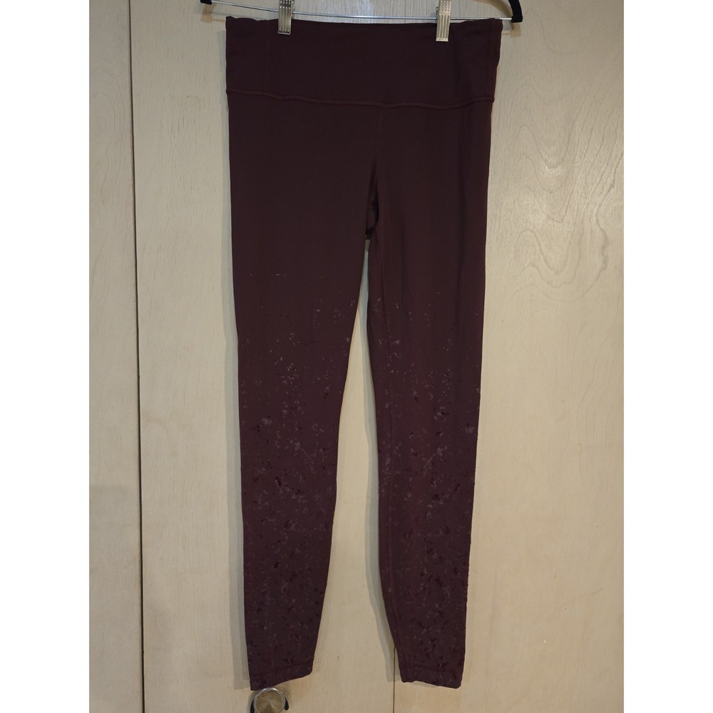 Lululemon Tight Stuff Tight Reflective Bordeaux Drama Leggings Women's 10 27"